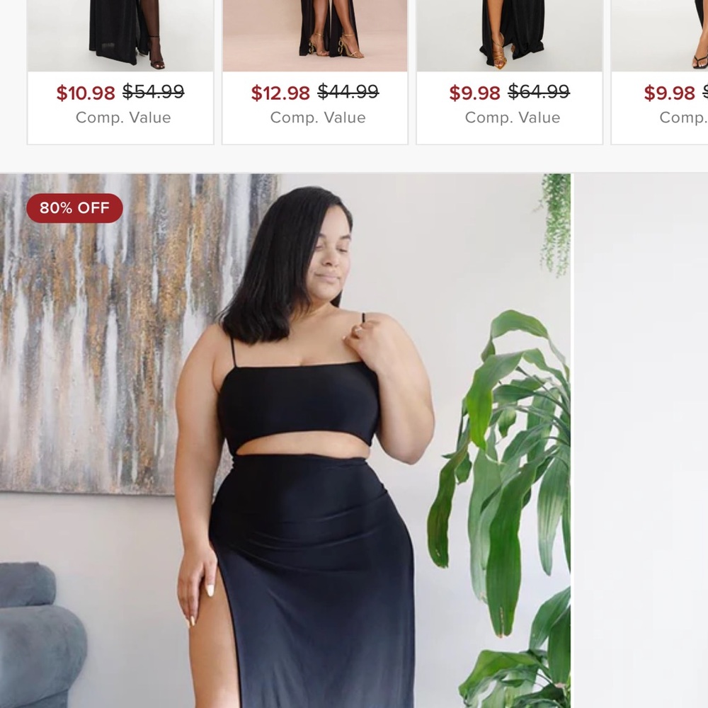 Fashion Nova Mariah Slit Skirt Set- Black